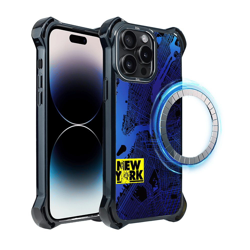 Etui do iPhone 14 Pro Max IBIZU DropGuard Ultra z MagSafe, Mapy Świata, New York