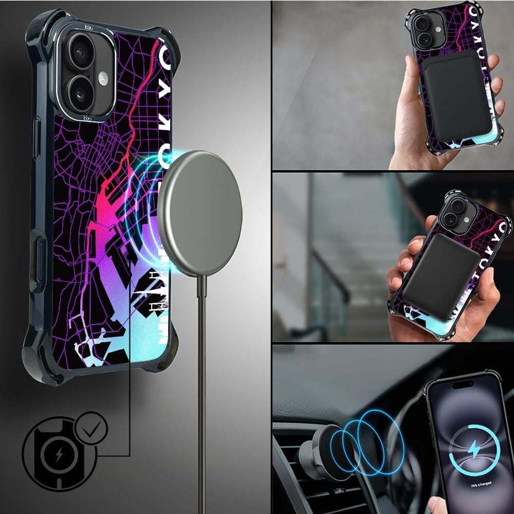 Etui do iPhone 16 IBIZU DropGuard Ultra z MagSafe, mapy świata, Tokyo - obrazek 8