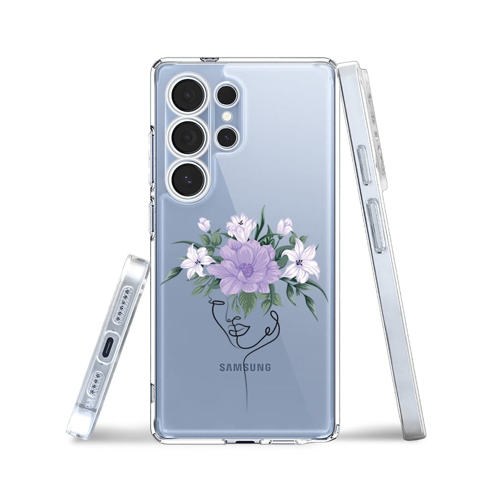 Etui do Samsung Galaxy S25 Ultra przeźroczyste, silikonowe Flexi, kobieta z kwiatami - obrazek 3