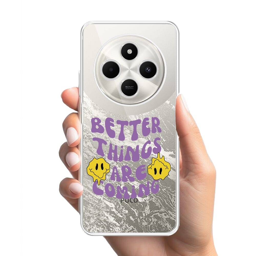 Etui do Xiaomi POCO C75 przeźroczyste, silikonowe Flexi, Better Things Are Coming - obrazek 2