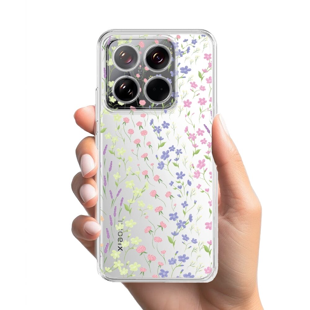 Etui do Xiaomi 14 przeźroczyste, silikonowe Flexi, kwiaty polne - obrazek 2
