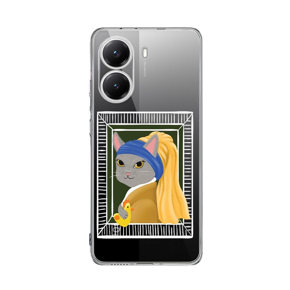 Etui do Xiaomi POCO X7 Pro przeźroczyste, silikonowe Flexi, kotek z kurczakiem