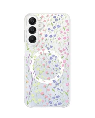 Etui do Samsung Galaxy A25 5G z MagSafe przeźroczyste, silikonowe Flexi, kwiaty polne