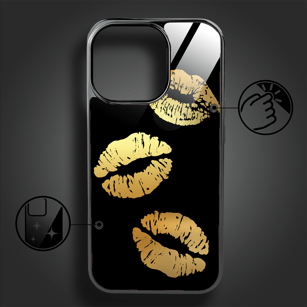 Etui do iPhone 16 Pro IBIZU Elite Glass z MagSafe Golden Midnight, Usta, czarne - obrazek 2