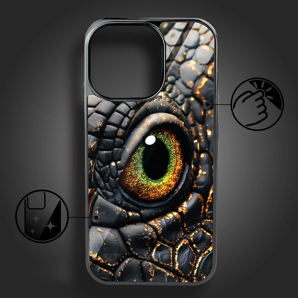 Etui do iPhone 16 Pro IBIZU Elite Glass z MagSafe Magia Azji amber dragon, czarny chrom - obrazek 2