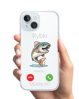 Etui do iPhone 15, przeźroczyste, silikonowe Flexi, rybki dzwonią