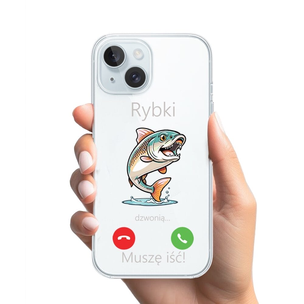 Etui do iPhone 15, przeźroczyste, silikonowe Flexi, rybki dzwonią - obrazek 2