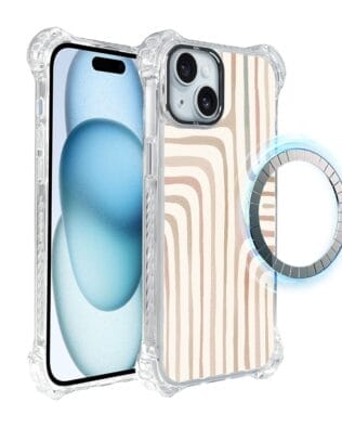 Etui do iPhone 15 Plus IBIZU DropGuard Ultra z MagSafe, Boho, Piaskowy labirynt