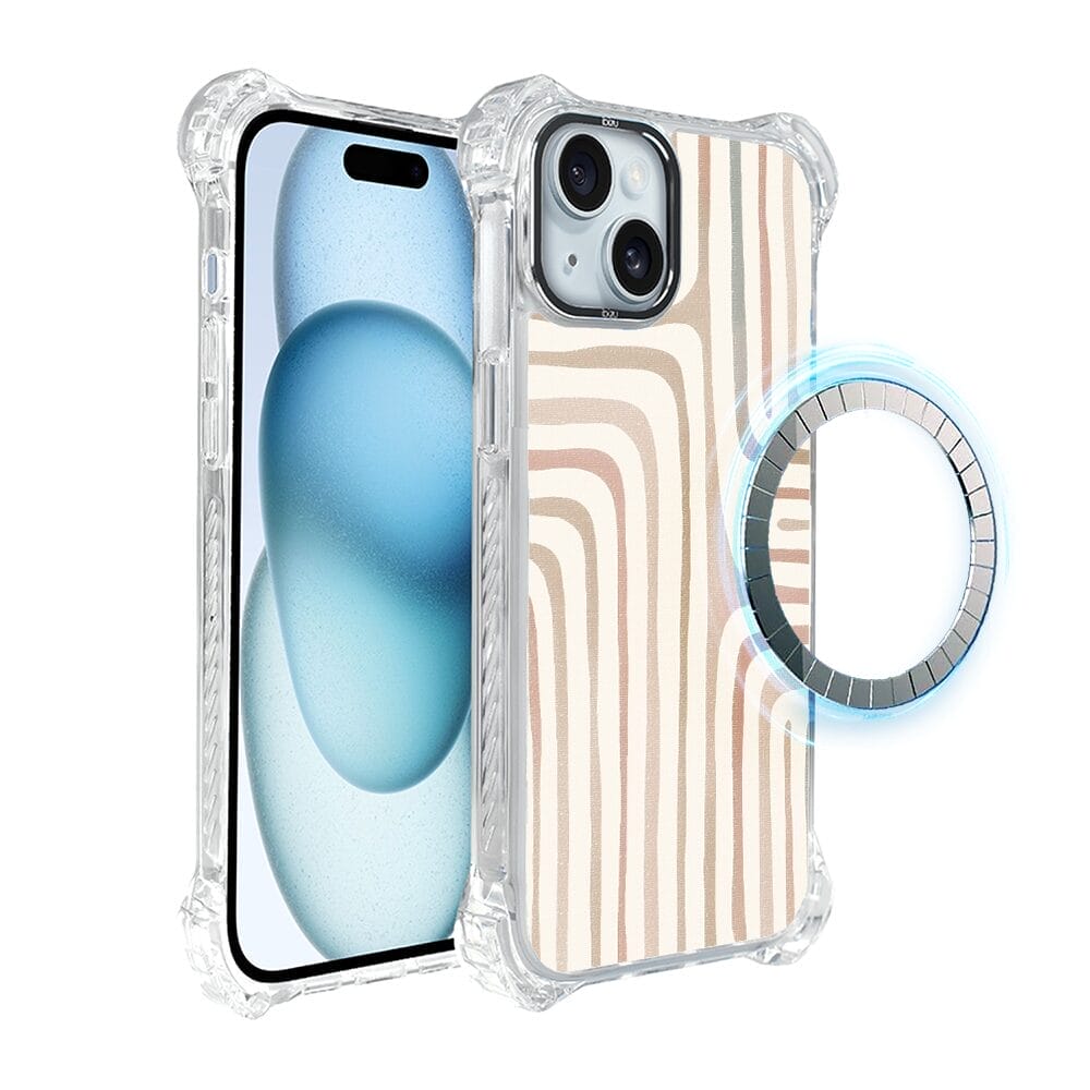 Etui do iPhone 15 Plus IBIZU DropGuard Ultra z MagSafe, Boho, Piaskowy labirynt