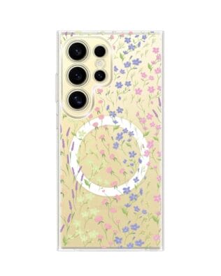 Etui do Samsung Galaxy S24 Ultra z MagSafe przeźroczyste, silikonowe Flexi, kwiaty polne
