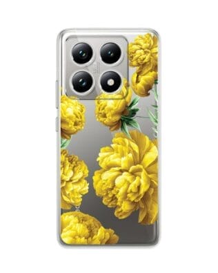 Etui do Xiaomi 14T przeźroczyste, silikonowe Flexi, żółte piwonie