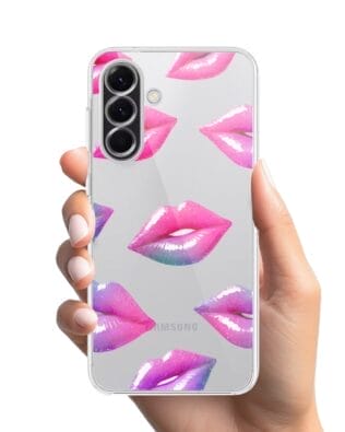 Etui do Samsung Galaxy A56 5G przeźroczyste, silikonowe Flexi, hologramowe usta