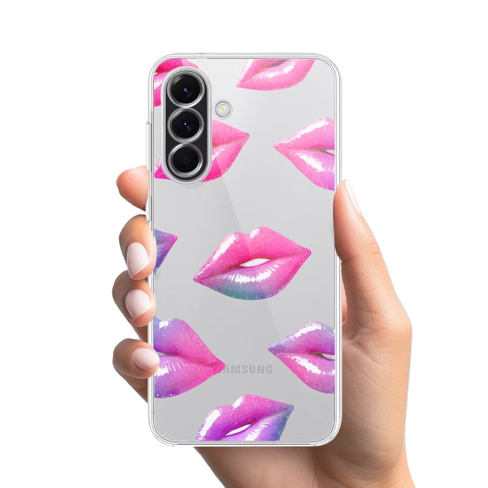 Etui do Samsung Galaxy A56 5G przeźroczyste, silikonowe Flexi, hologramowe usta - obrazek 2