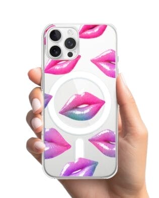 Etui do iPhone 12 Pro Max z MagSafe przeźroczyste, silikonowe Flexi, hologramowe usta