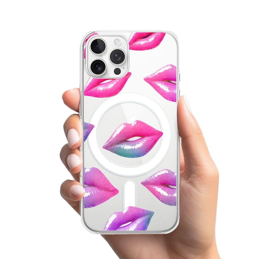 Etui do iPhone 12 Pro Max z MagSafe przeźroczyste, silikonowe Flexi, hologramowe usta - obrazek 2