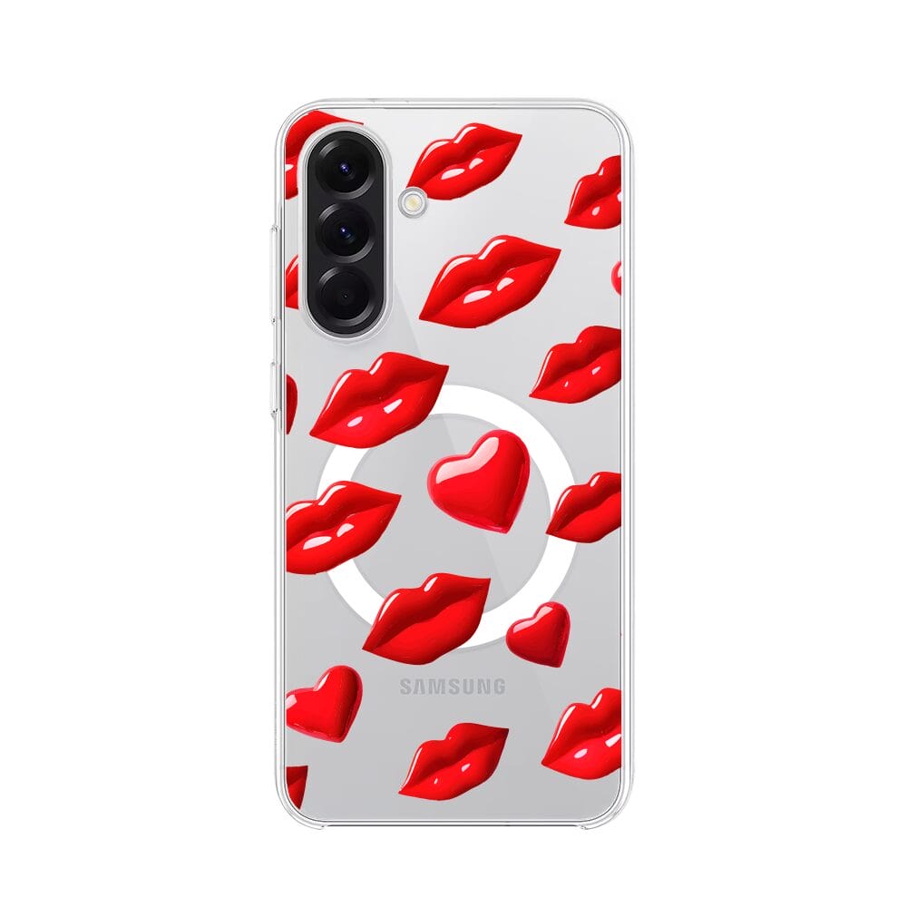 Etui do Samsung Galaxy A56 5G z MagSafe przeźroczyste, silikonowe Flexi, czerwone usta