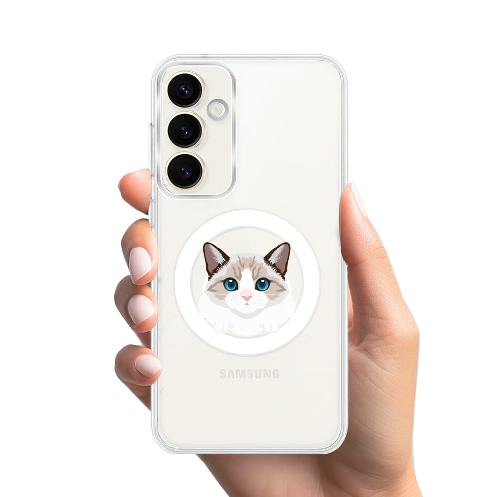 Etui do Samsung Galaxy S23 FE 5G z MagSafe przeźroczyste, silikonowe Flexi, kot birmański - obrazek 2