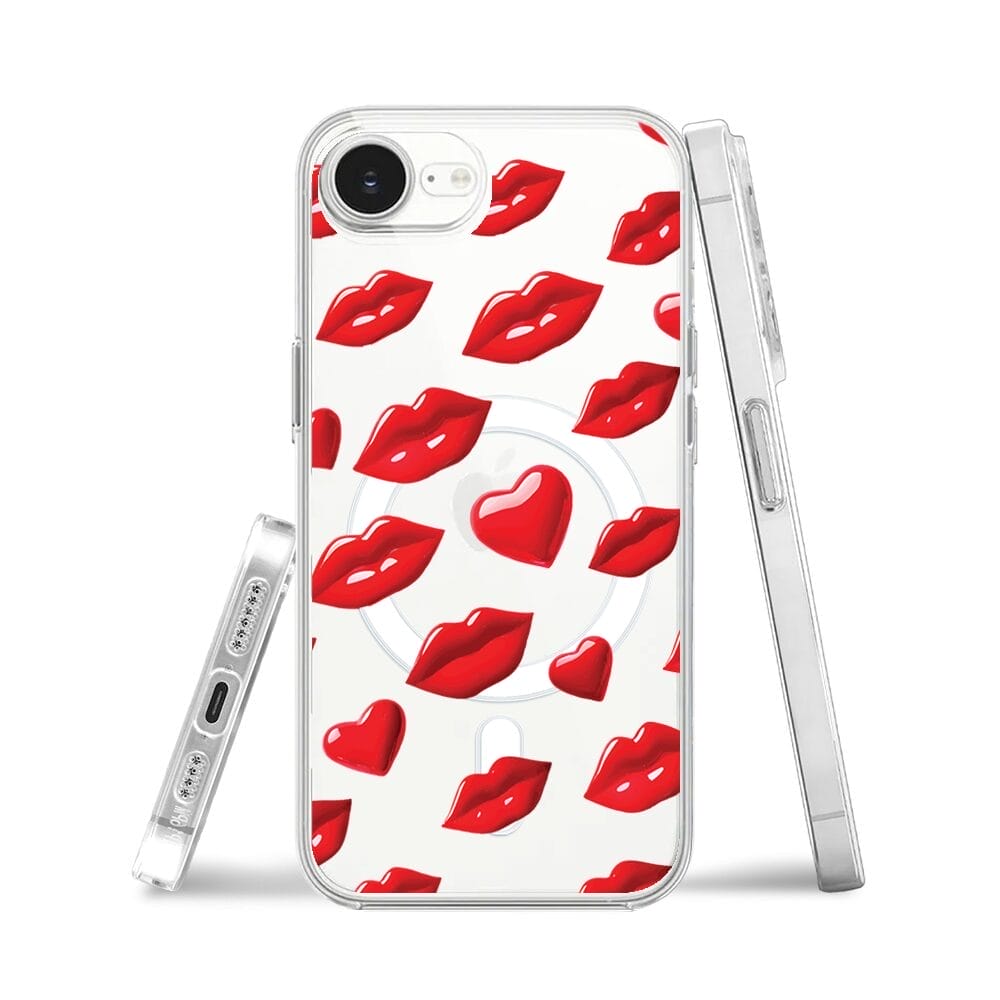 Etui do iPhone 16e z MagSafe przeźroczyste, silikonowe Flexi, czerwone usta - obrazek 3