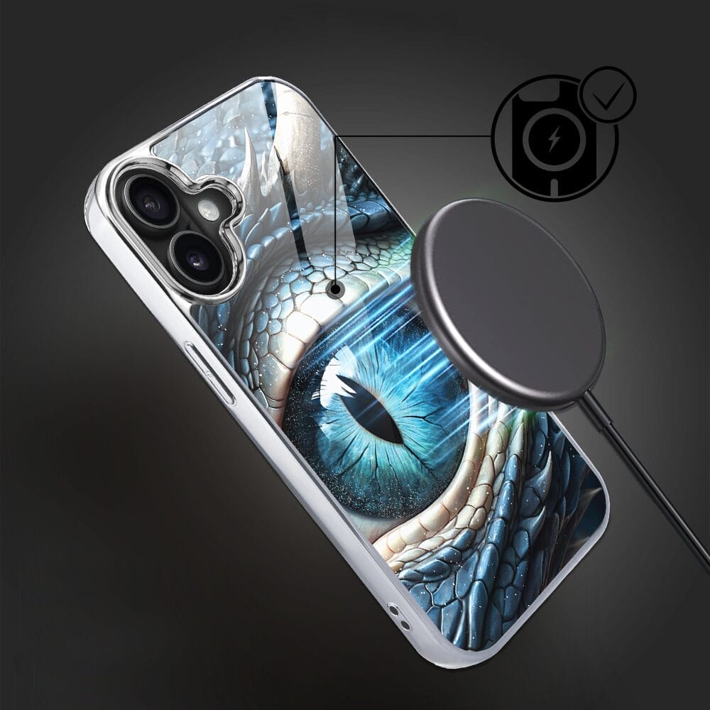 Etui do iPhone 16 IBIZU Elite Glass z MagSafe Magia Azji oko lodowego smoka, srebrne - obrazek 3