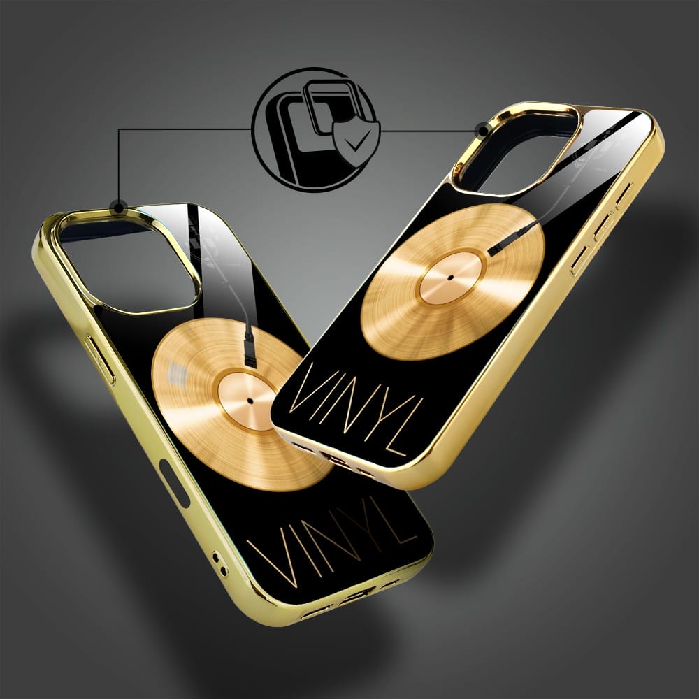 Etui do iPhone 16 Pro IBIZU Elite Glass z MagSafe Golden Midnight, Vinyl Lux, złote - obrazek 4