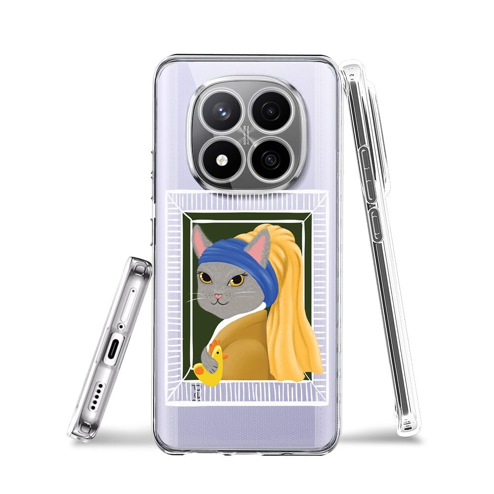 Etui do Xiaomi Redmi Note 14 Pro 4G przeźroczyste, silikonowe Flexi, kotek z kurczakiem - obrazek 3