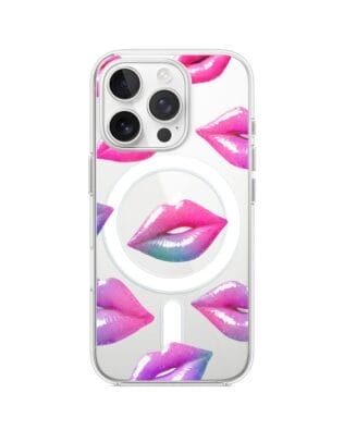 Etui do iPhone 16 Pro Max z MagSafe przeźroczyste, silikonowe Flexi, hologramowe usta