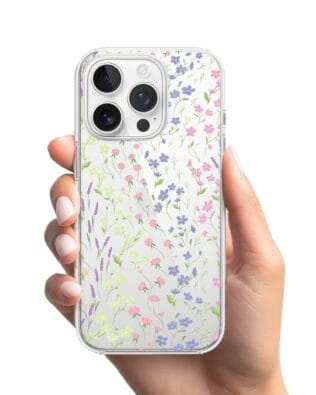 Etui do iPhone 13 Pro Max przeźroczyste, silikonowe Flexi, kwiaty polne