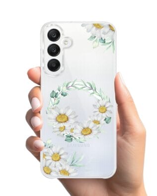Etui do Samsung Galaxy A25 5G z MagSafe przeźroczyste, silikonowe Flexi, wianek stokrotek