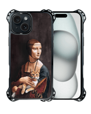 Etui iPhone 15 IBIZU DropGuard Ultra z MagSafe, Leonardo Da Vinci, dama z kotem