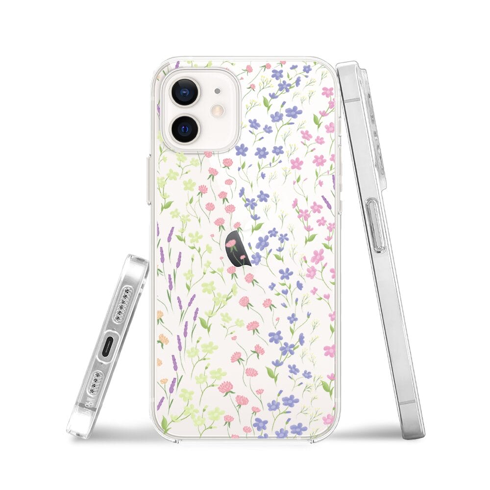 Etui do iPhone 12 Mini przeźroczyste, silikonowe Flexi, kwiaty polne - obrazek 3