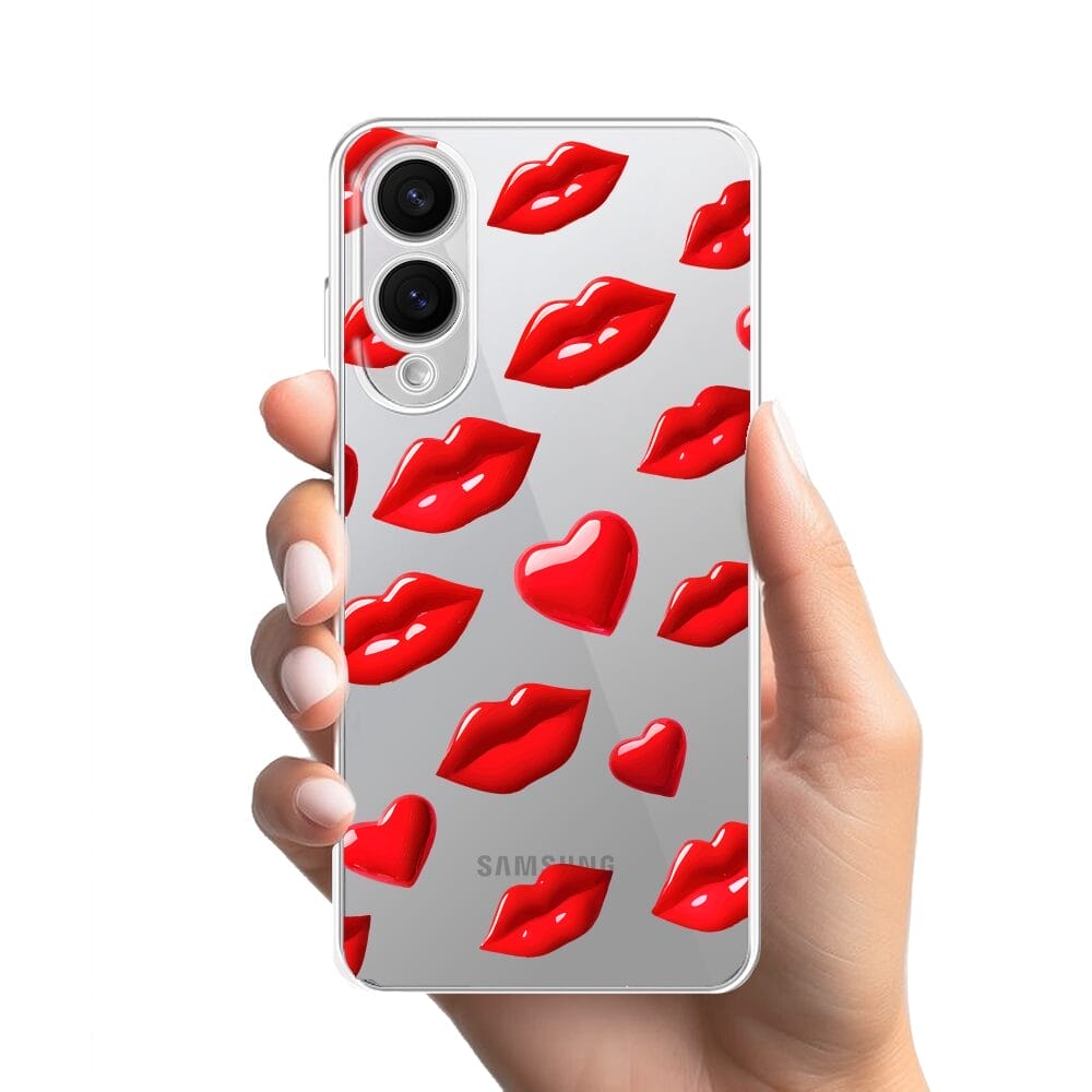 Etui do Samsung Galaxy S25 Edge przeźroczyste, silikonowe Flexi, czerwone usta - obrazek 2