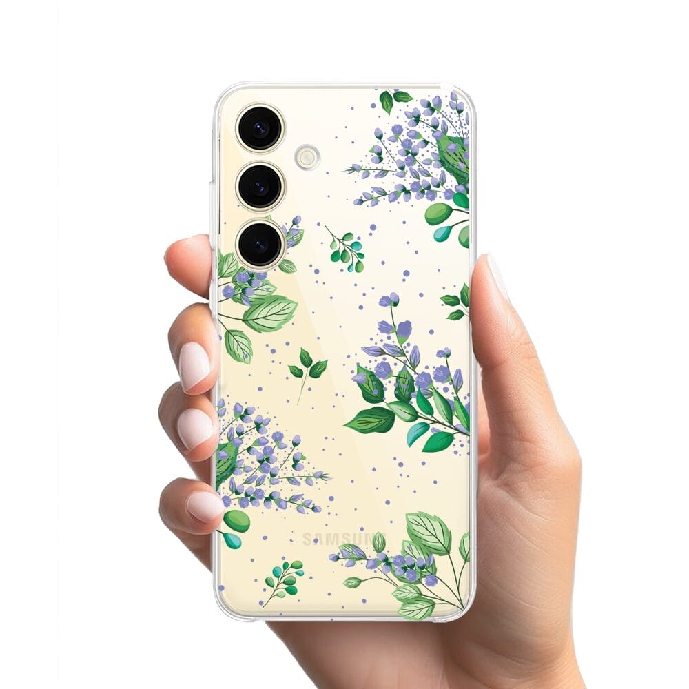 Etui do Samsung Galaxy S24 Plus przeźroczyste, silikonowe Flexi, fioletowe kwiatki - obrazek 2