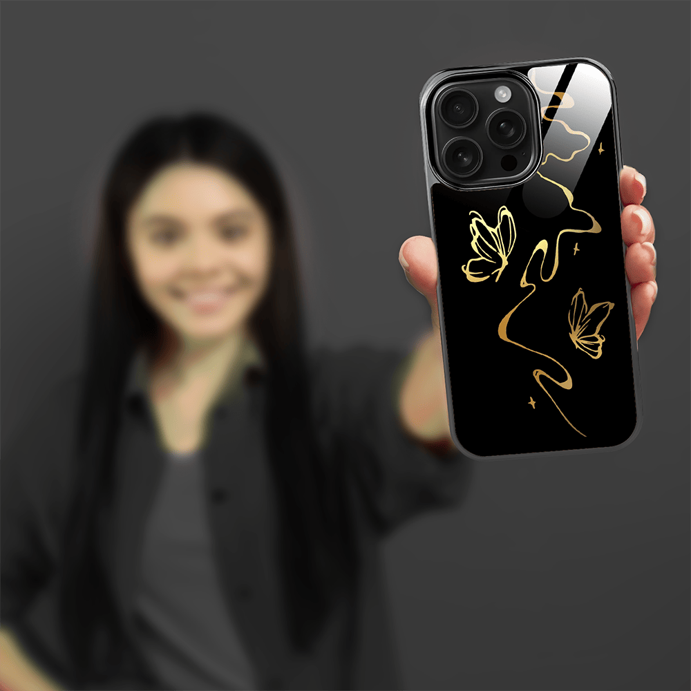 Etui do iPhone 16 Pro Max IBIZU Elite Glass z MagSafe Golden Midnight, Efekt motyla, czarne - obrazek 6