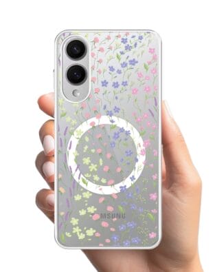 Etui do Samsung Galaxy S25 Edge z MagSafe przeźroczyste, silikonowe Flexi, kwiaty polne