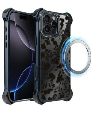 Etui do iPhone 16 Pro IBIZU DropGuard Ultra z MagSafe, Midnight, Cienie liści