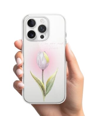 Etui do iPhone 14 Pro przeźroczyste, silikonowe Flexi, kwiaty, tulipan