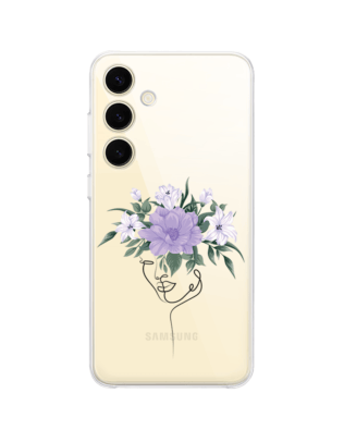 Etui do Samsung Galaxy S24 Plus przeźroczyste, silikonowe Flexi, kobieta z kwiatami