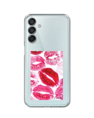 Etui do Samsung Galaxy M15 5G przeźroczyste, silikonowe Flexi, pocałunki z napisem „love”