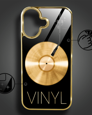 Etui do iPhone 16 IBIZU Elite Glass z MagSafe Golden Midnight, Vinyl Lux, złote