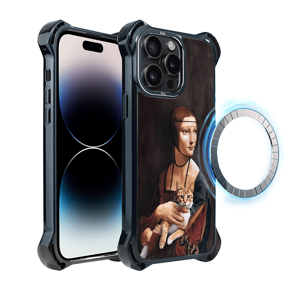 Etui iPhone 14 Pro IBIZU DropGuard Ultra z MagSafe, Leonardo Da Vinci, dama z kotem