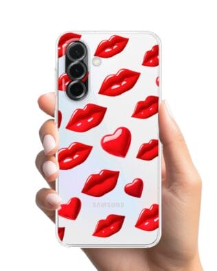 Etui do Samsung Galaxy A36 5G przeźroczyste, silikonowe Flexi, czerwone usta