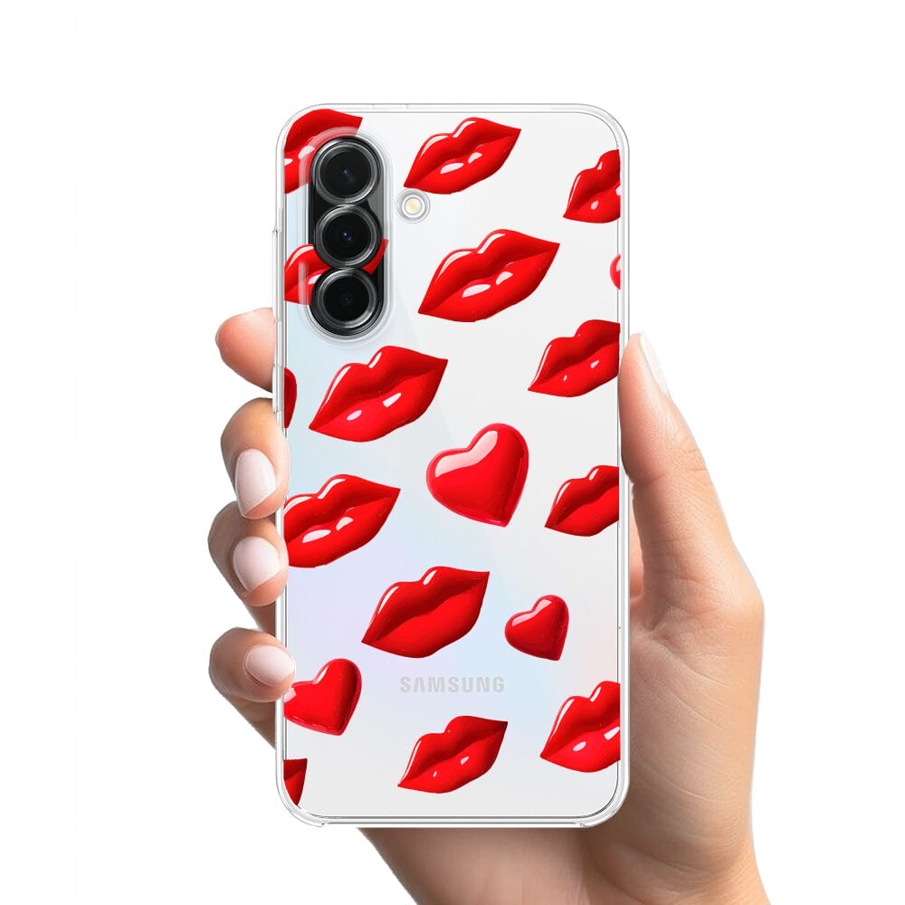 Etui do Samsung Galaxy A36 5G przeźroczyste, silikonowe Flexi, czerwone usta - obrazek 2