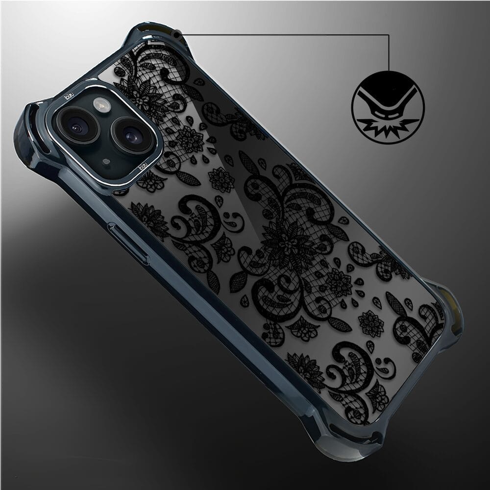 Etui do iPhone 15 IBIZU DropGuard Ultra z MagSafe, Midnight, Koronkowa czerń - obrazek 4