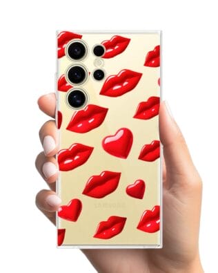 Etui do Samsung Galaxy S24 Ultra przeźroczyste, silikonowe Flexi, czerwone usta