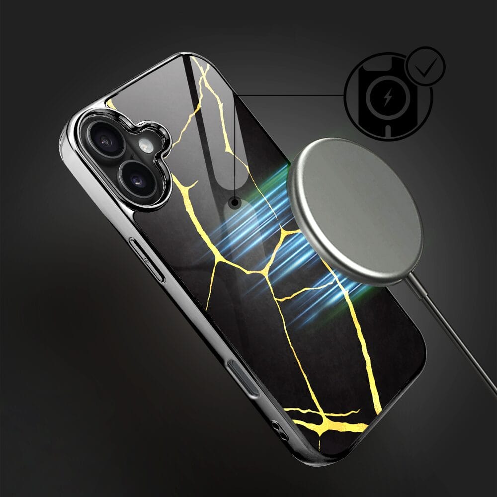 Etui do iPhone 16 IBIZU Elite Glass z MagSafe, Kintsugi, czarna porcelana, czarne - obrazek 3