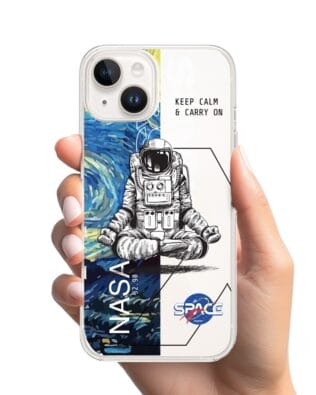 Etui do iPhone 14 Plus przeźroczyste, silikonowe Flexi, Keep Calm in Cosmos
