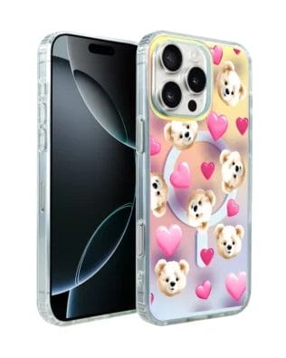 Etui do iPhone 16 Pro IBIZU California Sunset z MagSafe, zmieniające kolor, Love Mood, miś i serduszka