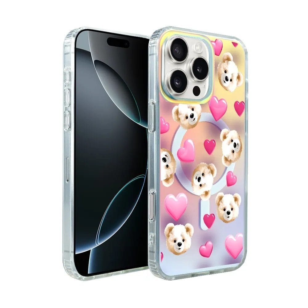 Etui do iPhone 16 Pro IBIZU California Sunset z MagSafe, zmieniające kolor, Love Mood, miś i serduszka