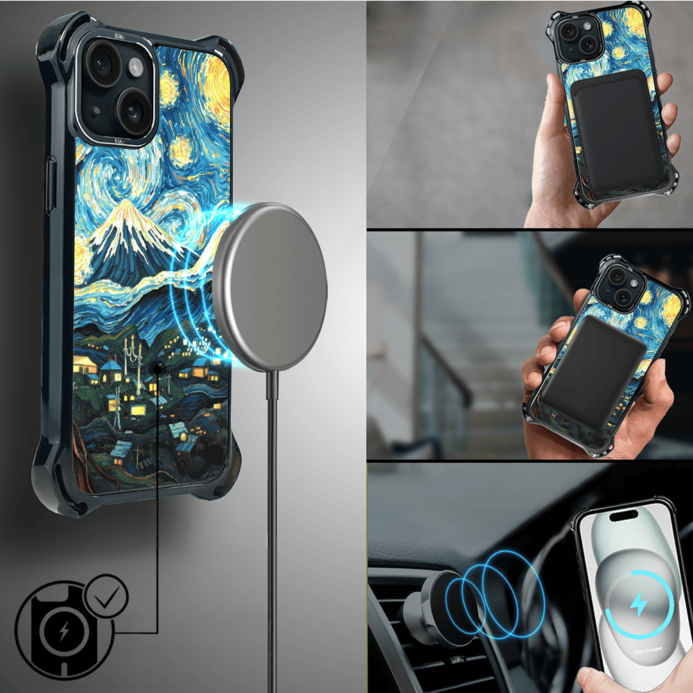 Etui do iPhone 15 Plus IBIZU DropGuard Ultra z MagSafe, Van Gogh, gwieździsta noc - obrazek 8