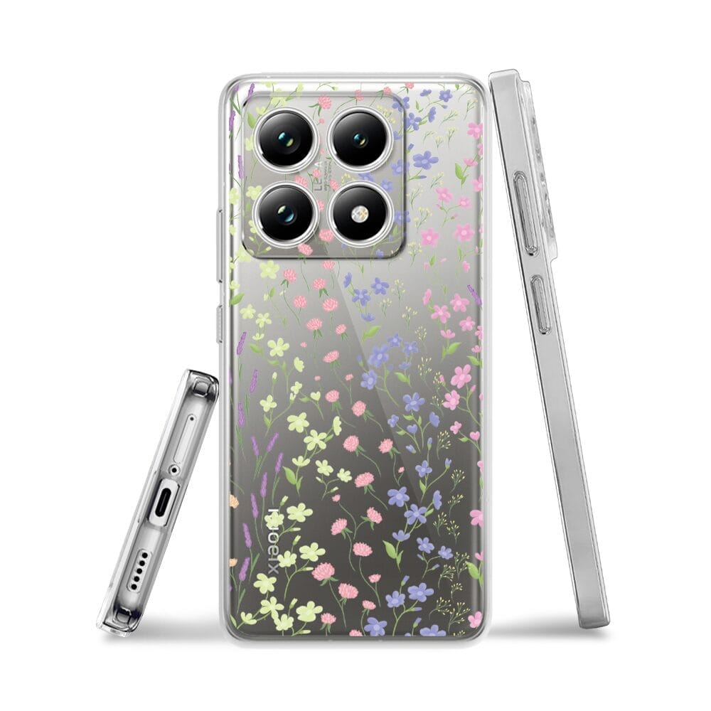 Etui do Xiaomi 14T przeźroczyste, silikonowe Flexi, kwiaty polne - obrazek 3